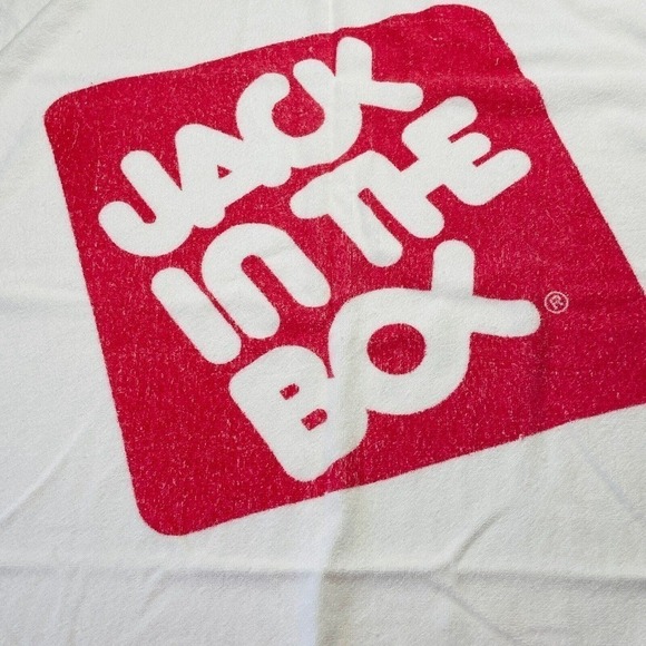 Vintage Jack in the Box Beach Towel White Classic Square Logo Cotton 1888 Mills - Picture 2 of 7